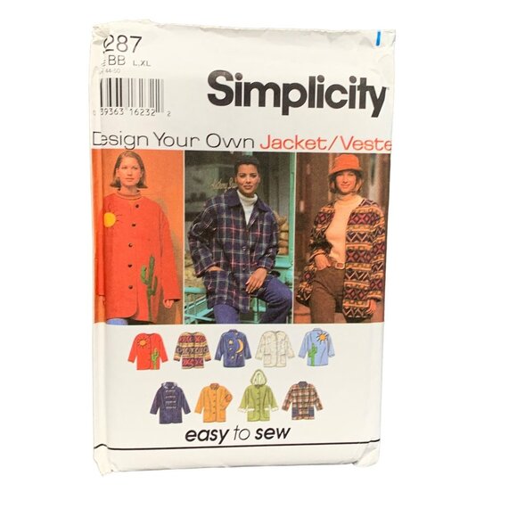 Simplicity 9287 Design Your Own Jacket Vest Pattern Size L XL uncut - Picture 1 of 2